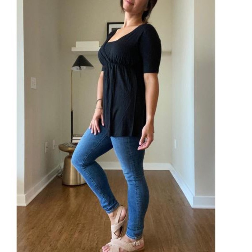 Ingrid & Isabel Maternity Top Elbow Sleeve V-Neck Nursing Tunic Top Black XXL - Picture 5 of 11